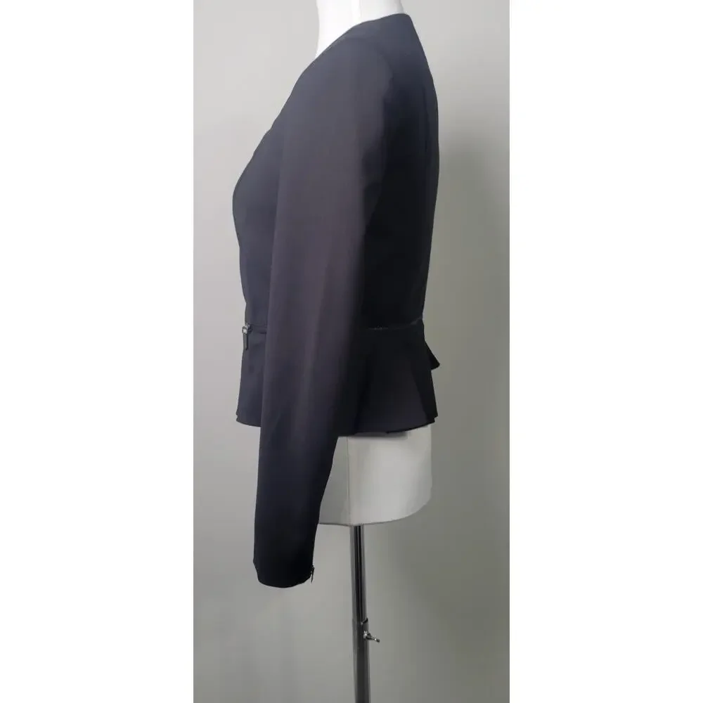 bebe Black‎ Peplum Zippered Jacket Size 6 (small)